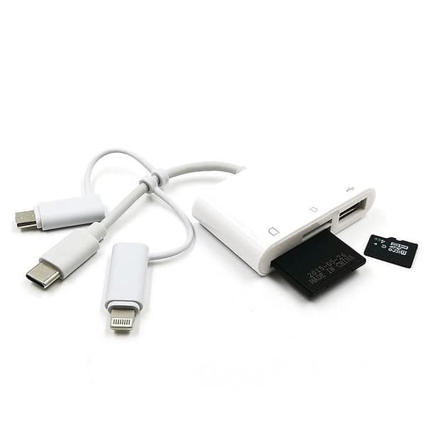 3 in 1 Micro USB And Type-C to TF & SD Korttilukija
