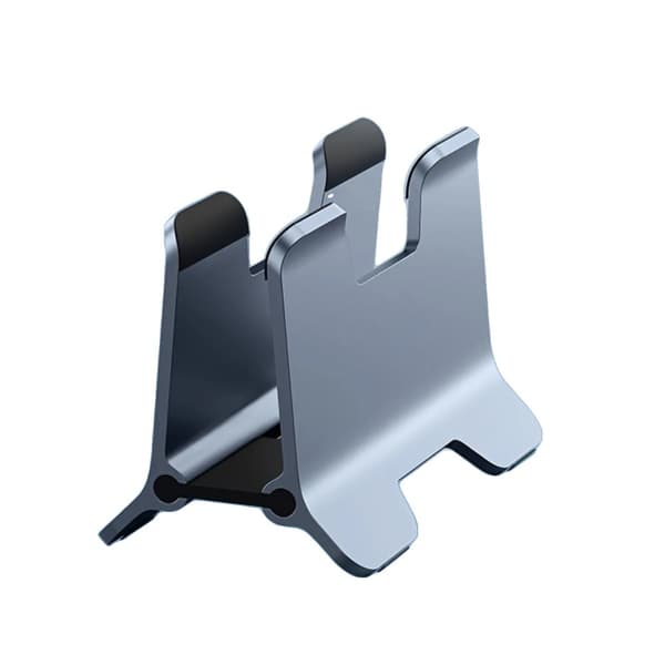 Vertikal Kompakt Laptop Stativ, Holdbart Materiale, Pladsbesparende Design,Gråt legeringsmateriale