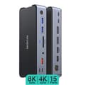 Miniatyrbild 1 av 2: MOKiN 15 i 1 Dockningsstation, 8K@30Hz Video Utgång, PD 100W Strömförsörjning,15i1 2DP 1HDMI