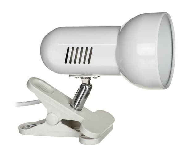 Activejet Clip-on skrivebordslampe, hvid, metal, E27 gevind Hvid