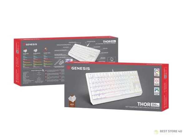 GENESIS Thor 230 TKL Gaming-tastatur USB + RF trådløs + Bluetooth QWERTY hvid