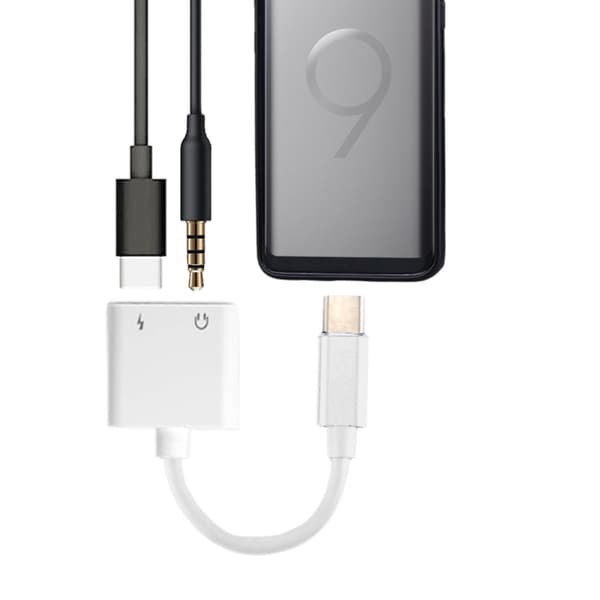 2 in 1 3.5mm to USB-C Adapter White