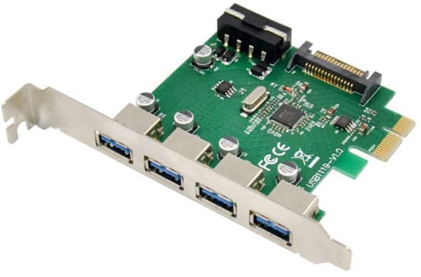 MicroConnect PCIe -kortti, jossa on neljä USB 3.0 -porttia