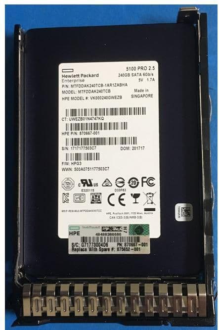 HP Enterprise SSD 240GB SFF SATA RI DS SC, 875652-001