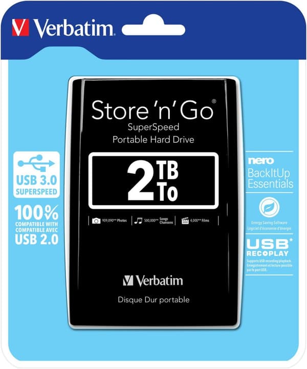 Verbatim Extern hårddisk 2TB USB, 53177