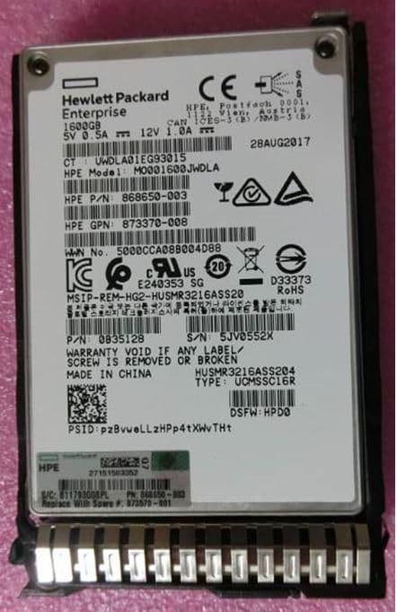 HP Enterprise 1,6 TB SAS 12G SFF SC DS MU SSD, 873570-001