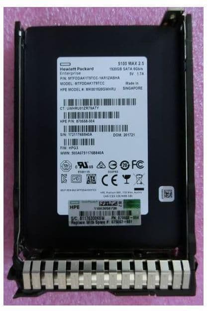 HP Enterprise SSD 1,92TB 6G SATA MU SFF CAT-25-PP, 875867-001