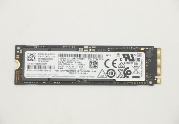 Lenovo 1TB M.2 2280 PCIe NVMe SSD med OPAL 2.0, modell 5N21D68175, 5SS0W79493