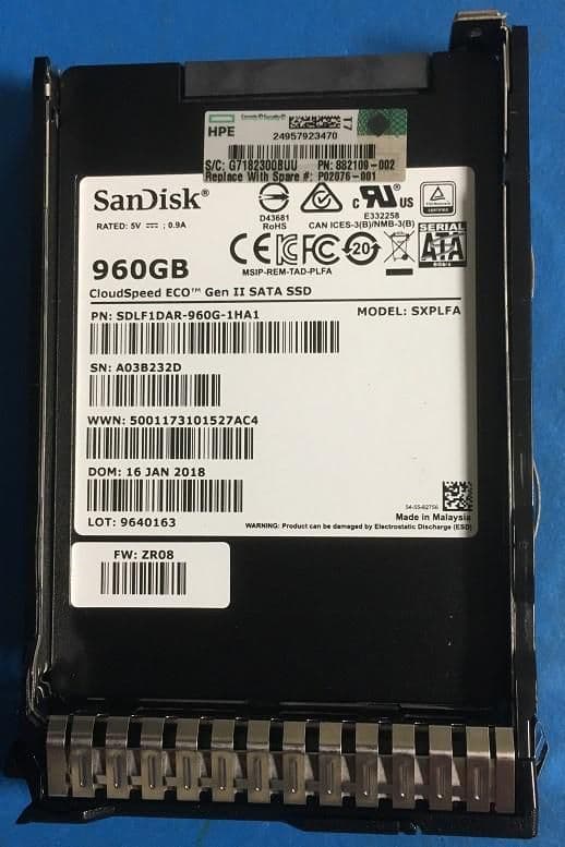 HP Enterprise 960 GB SFF SATA MU SC SSD, P02076-001