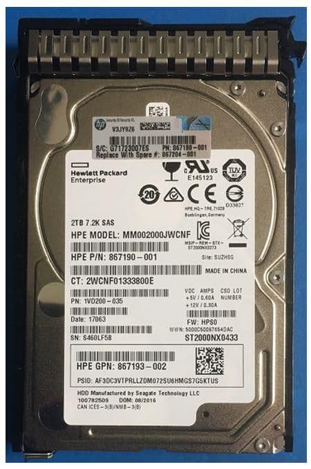 HP Enterprise 2TB 12G 7.2K SAS SC -kiintolevy, 867204-001