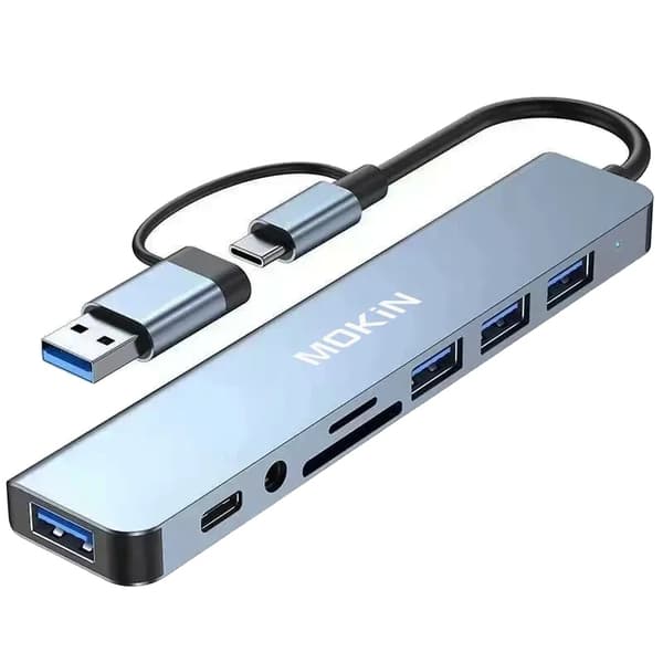 MOKiN USB Hub, 8 Porttia, Alumiiniseosdesign,8 kahdessa