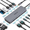 Miniatyrbillede 2 af 2: MOKiN USB Hub, 14 i 1 Funktionalitet, Dobbelt HDMI Udgange,14 i 1 2HDMI VGA