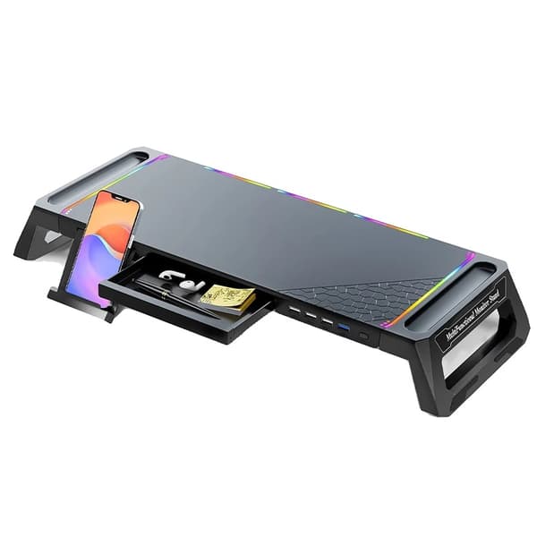 RGB Monitorställ, Förbättrad Betydelsevinkel, Fyra USB-portar,svart