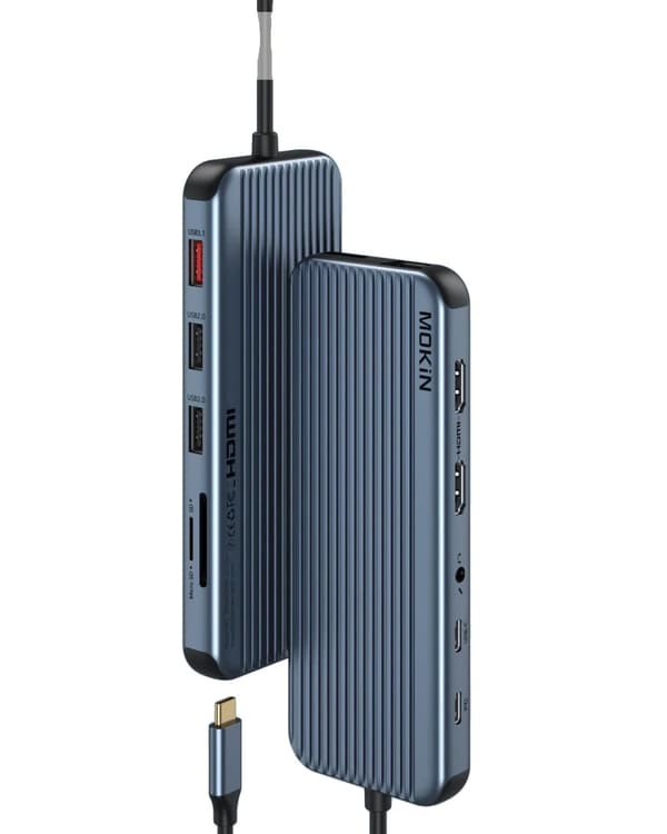 USB C Docking Station, 12 i 1 porte, 8K HDMI understøttelse,12 i 1 8K HDMI
