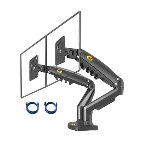 Monitorhållararm, gasfjäder, 360 graders rotation, med 2XUSB30