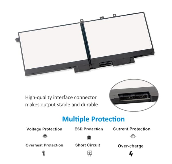 Bærbar computer batteri, kompatibelt med DELL Latitude E5480 & Precision M3520, 76V 68WH