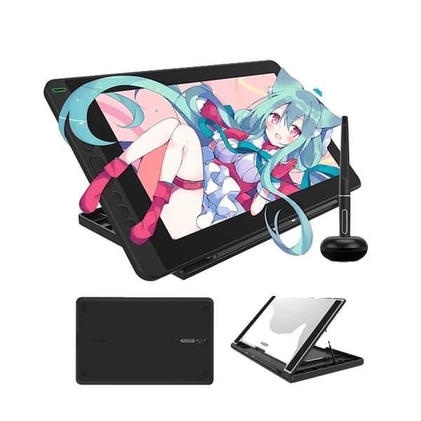 Grafiktablet Monitor, AG Glas, Batterifri Stylus, Sort med en stander