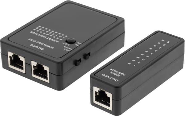 Cable tester for RJ45/RJ12 & BNC, 2 part, black