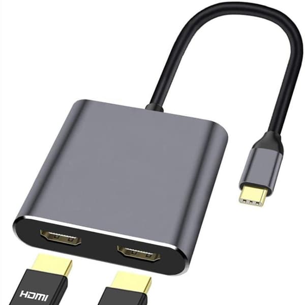 Adapter USB-C till 2xHDMI - Grå