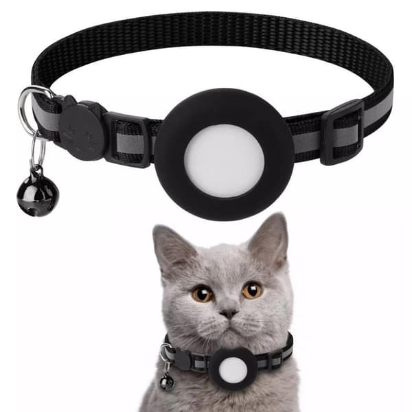 SiGN AirTag Husdjur Halsband med Silikon Skal - Svart