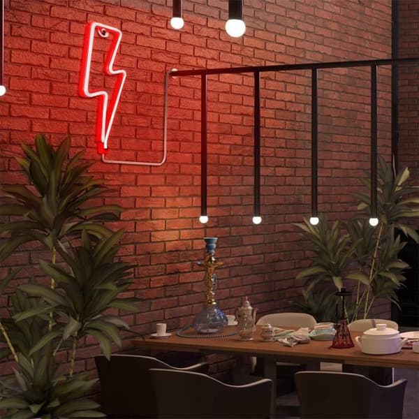 LED Neonlampa - AVIZAR - Blixt - Röd - USB-strömförsörjning eller AA-batterier - Energibesparing