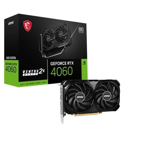 MSI GeForce RTX 4060 VENTUS 2X BLACK 8G OC - grafikkort - GeForce RTX 4060 - 8 GB Grå