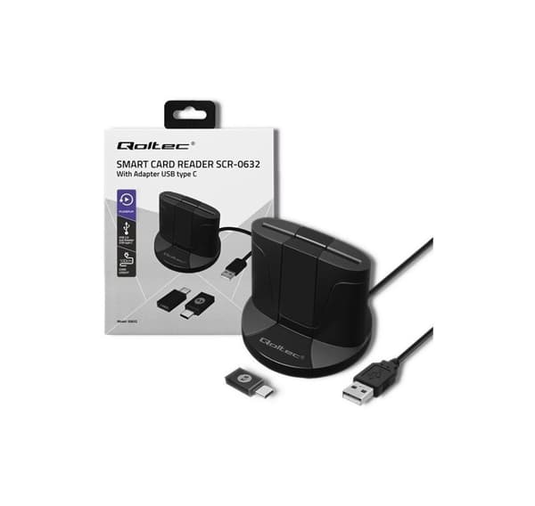 Qoltec ID-kortläsare + USB-C adapter SCR0632