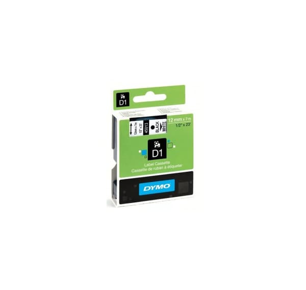 Dymo prægebånd D1 12mm 7m, sort/hvid