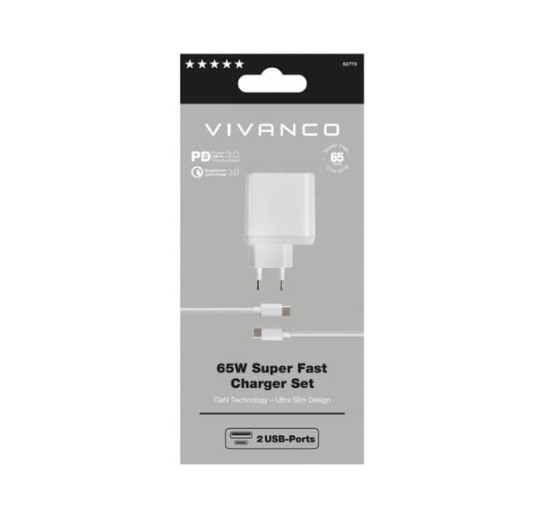 Vivanco oplader USB-C - USB-A 65W 1m (62773)