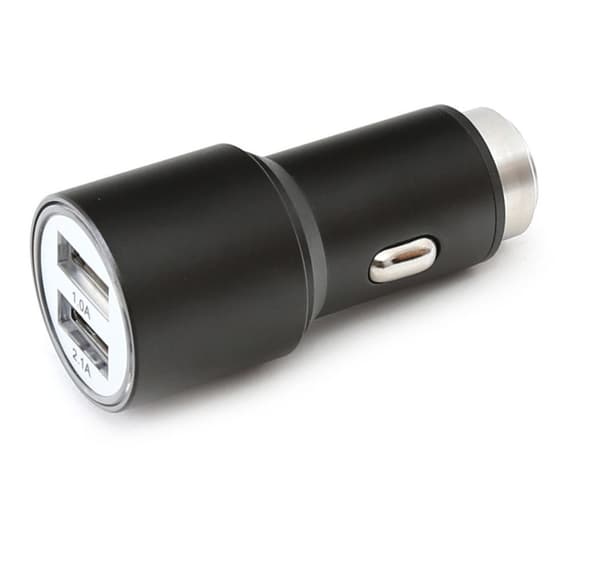 Omega autolaturi 2xUSB 2100mA Metalli, musta (43342)