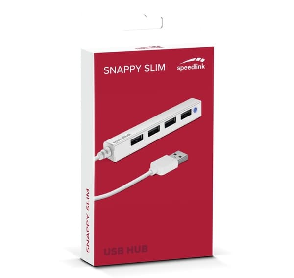 Speedlink USB-hubb Snappy Slim 4-portars USB 2.0 Passiv, vit (SL-140000-WE)