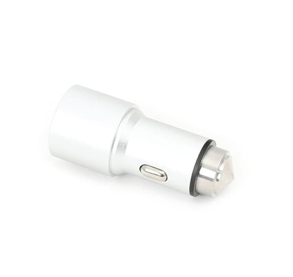 Omega autolaturi 2xUSB 2100mA metalli, hopea (43344)