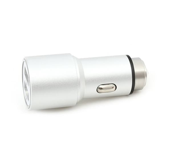 Omega autolaturi 2xUSB 2100mA metalli, hopea (43344)