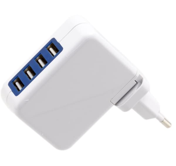 Omega USB oplader 4xUSB EU + kabel, hvid (42672)