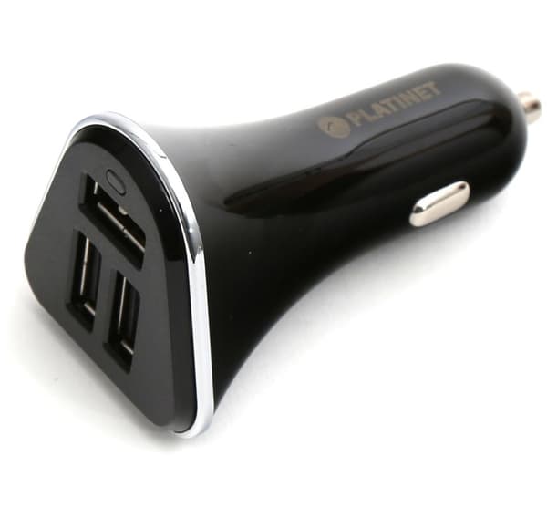 Platinet biloplader + kabel 3xUSB 5200mA, sort (43721)