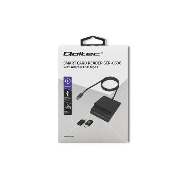 Qoltecin älykortinlukija + USB-C-sovitin SCR-0636