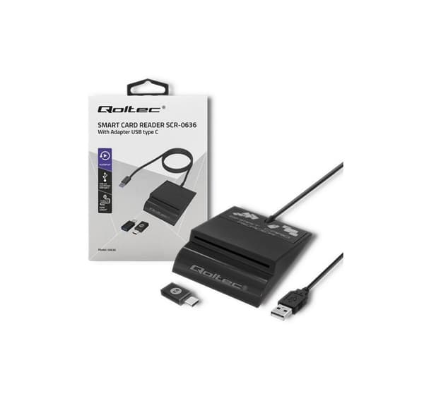 Qoltecin älykortinlukija + USB-C-sovitin SCR-0636