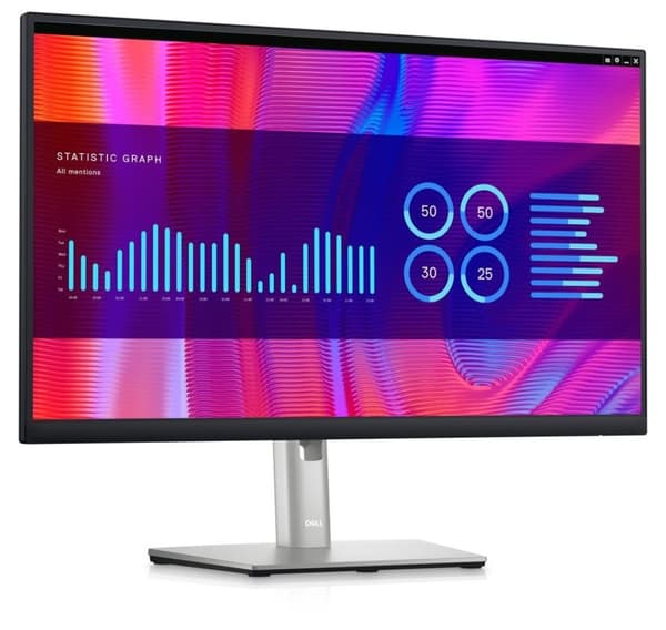 LCD-skærm DELL P2423DE (23,8", Business, Panel IPS, 2560x1440, 60Hz, mat, 8 ms, Drejelig, Pivot, Højdejusterbar, Tilt)