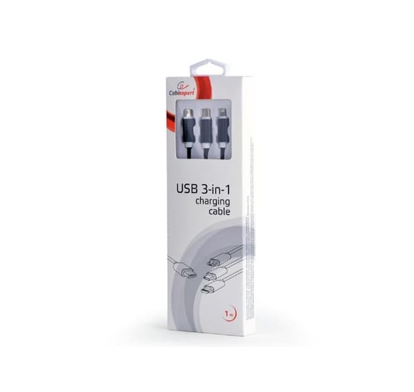 Kabel usb-lading 3i1 1m/svart cc-usb2-am31-1m, Gembird