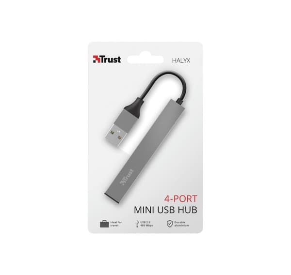 Halyx aluminium 4-ports Mini USB Hub TRUST