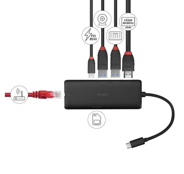 I/o-telakointiasema usb-c/dst-mini 43358, Lindy