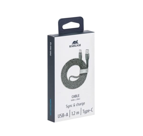 Kabel USB-C TIL USB2.0 1,2M, grå, RIVACASE