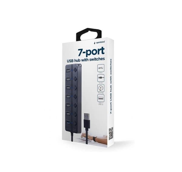 7-portars USB-hubb, svart, GEMBIRD