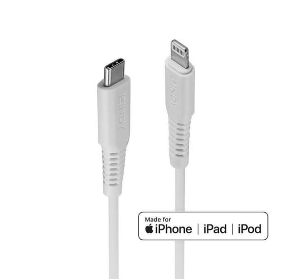 3m USB Type C Lightning-kabel, hvid, LINDY