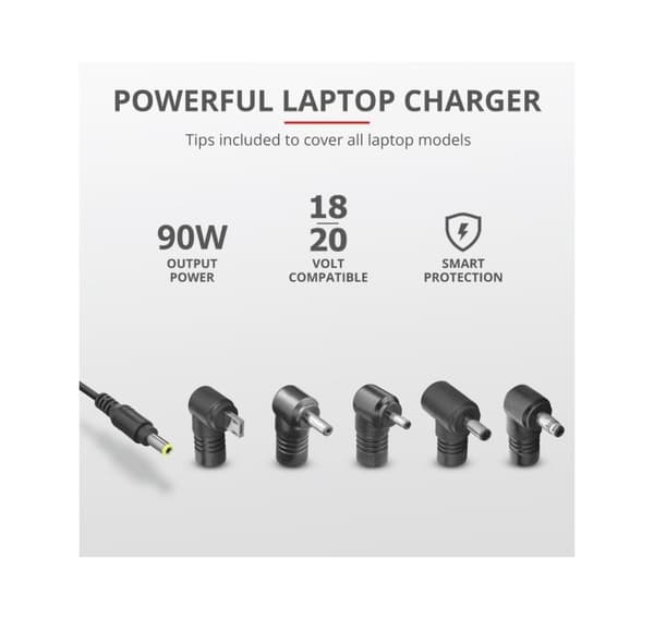 Maxo 90W bærbar oplader til Asus, sort, 23390 TRUST