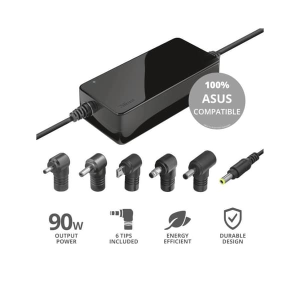 Maxo 90W bærbar oplader til Asus, sort, 23390 TRUST