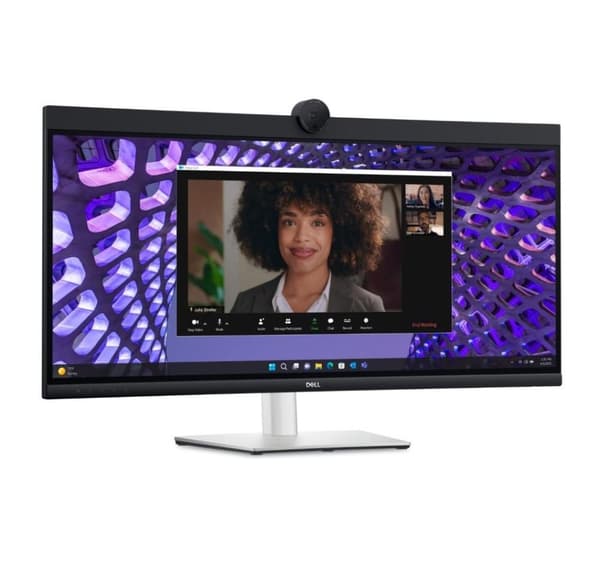 LCD-skærm, Dell, p3424web (34", buet/21 : 9, panel ips, 3440x1440, 21:9, 60hz, 5 ms, højttalere, kamera 4mp, drejelig) Sort