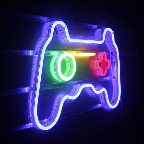 Spel Neonskyltar Neonljusskylt Väggkonst LED Neonljus Blå Neon Nattljus för barn Lekrum,USB-belysning