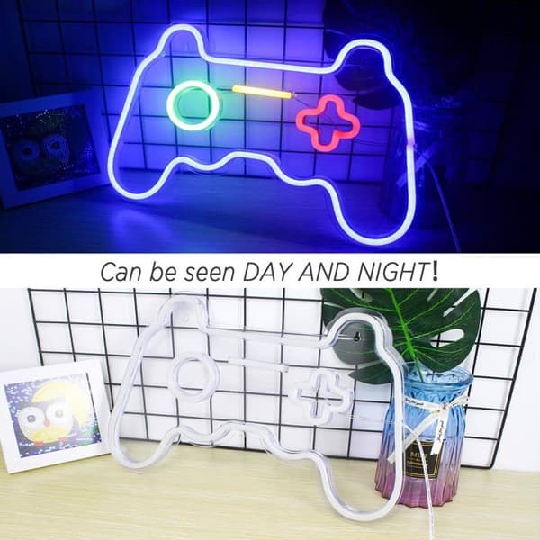 Spel Neonskyltar Neonljusskylt Väggkonst LED Neonljus Blå Neon Nattljus för barn Lekrum,USB-belysning