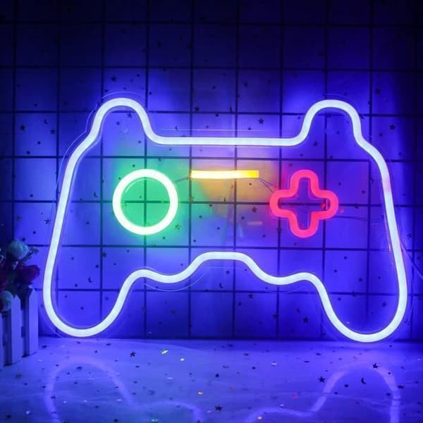 Spel Neonskyltar Neonljusskylt Väggkonst LED Neonljus Blå Neon Nattljus för barn Lekrum,USB-belysning